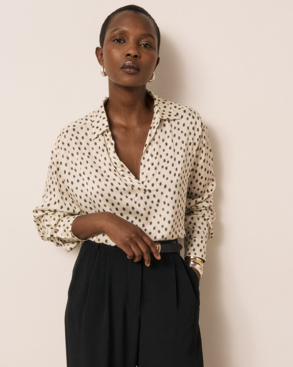 Blouse Femme en Viscose à Pois Blanc & Noir Chorus - Image principale