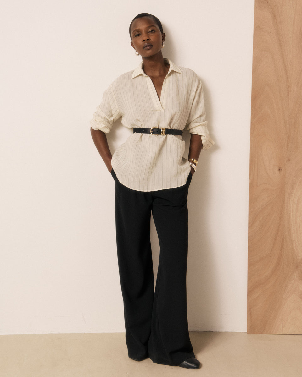 Blouse Femme en Viscose à Rayures Blanc & Noir Chorus - Image 2