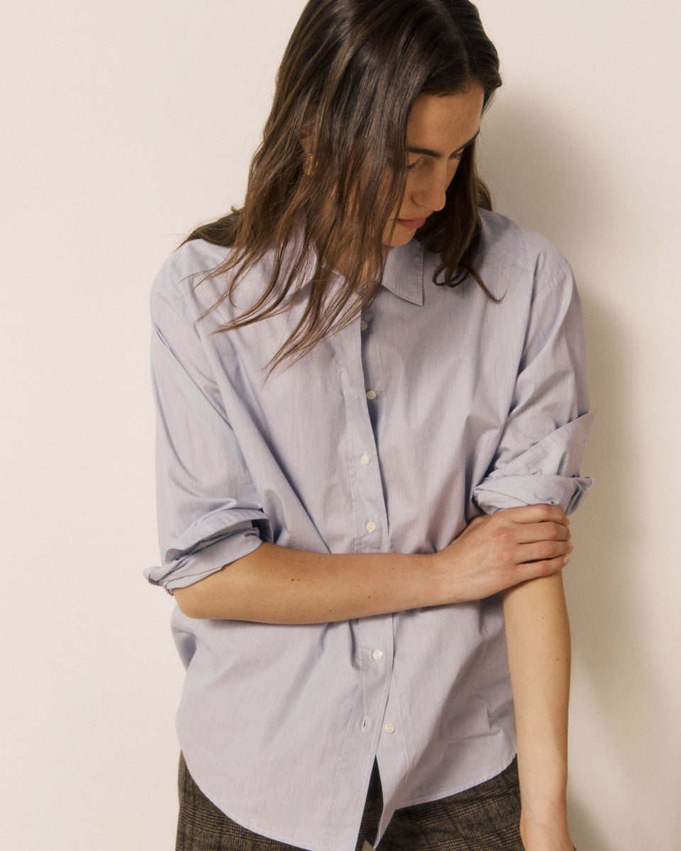 Chemise Femme en Coton à Rayures Bleu Cinema - Image principale