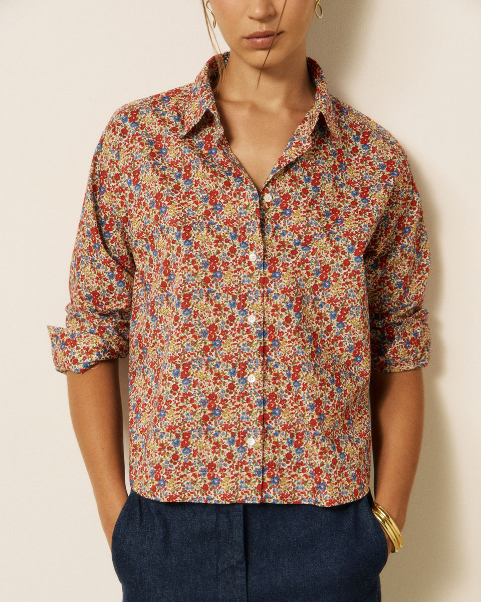 Chemise Femme en Coton Liberty Bleu & Rouge Clove - Image 3
