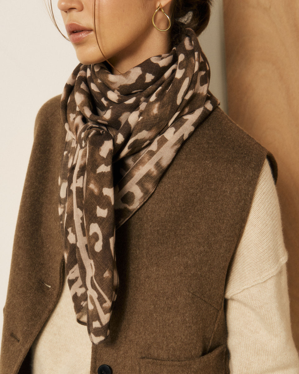 Women's Camo Green Leopard Print Wool Scarf - Image principale