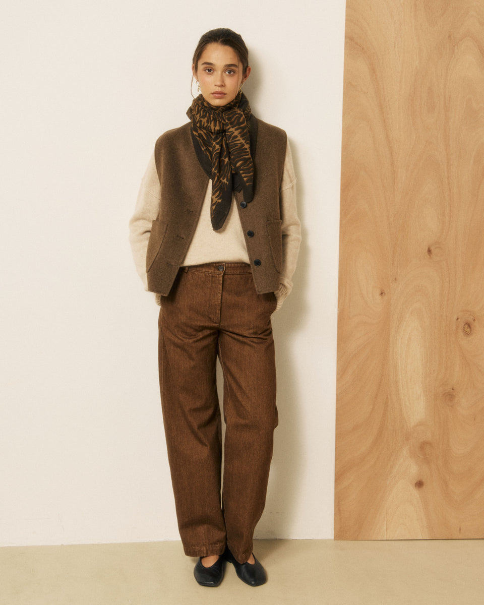 Echarpe Femme en Laine Zèbre Taupe - Image 2
