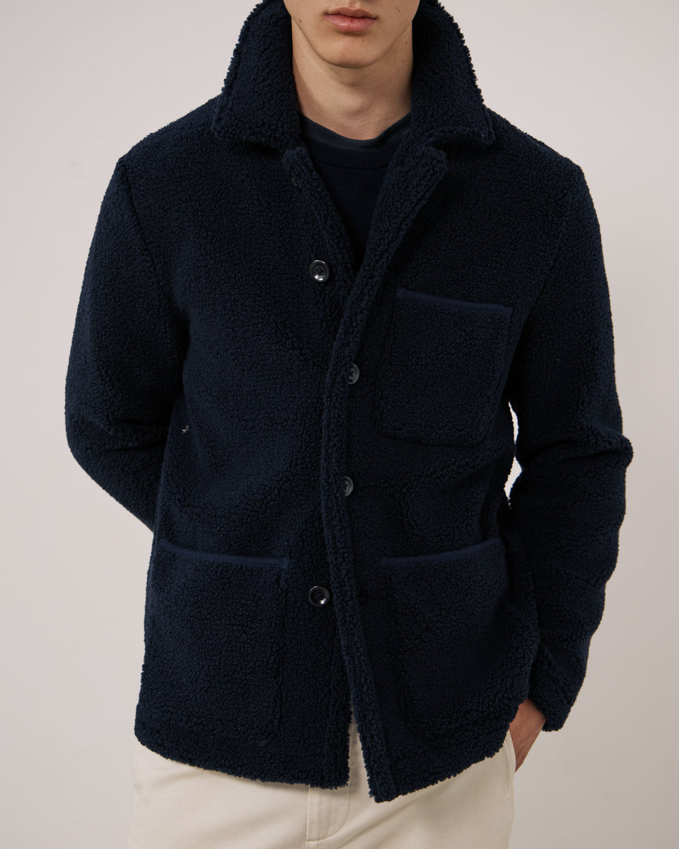 Veste Homme en Sherpa Bleu Marine Utility - Image 3