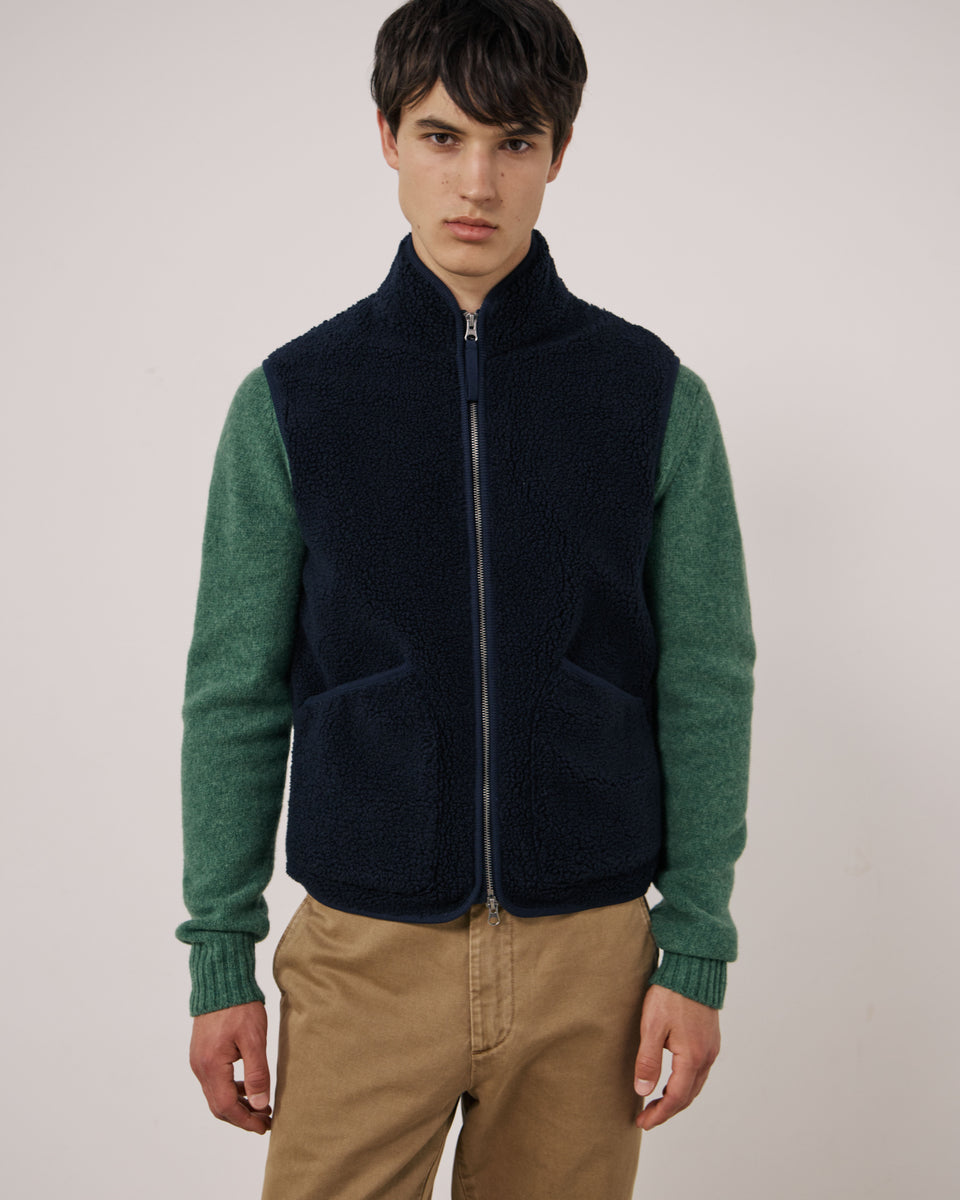 Gilet Homme en Sherpa Bleu Marine Basta - Image principale