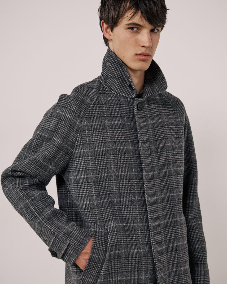 Manteau Homme en Laine Double Face à Carreaux Gris Graig - Image 2