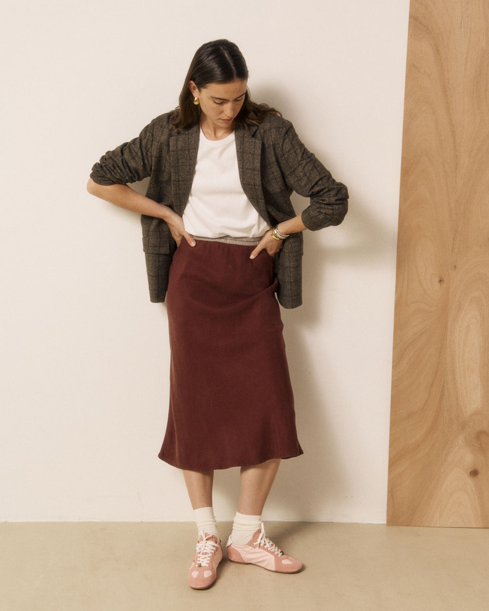 Jima Women's Burgundy Lyocell Skirt - Image principale