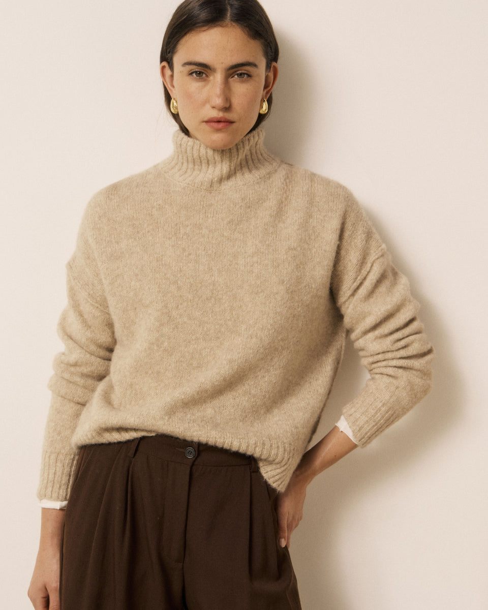 Mybone Women's Ecru Yak & Alpaca Wool Sweater - Image principale