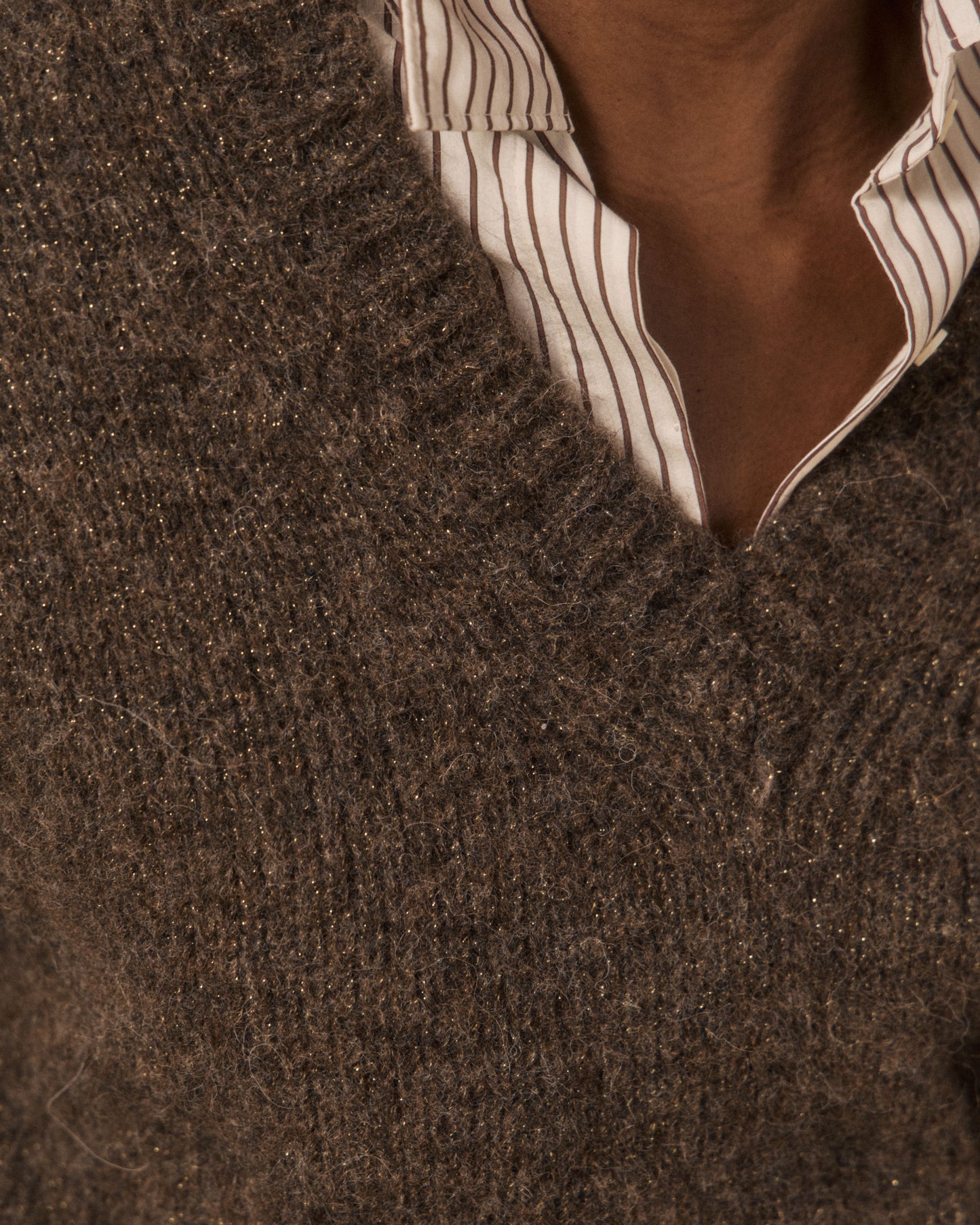 Pull Femme en Laine d'Alpaga & Mérinos Chocolat Miora