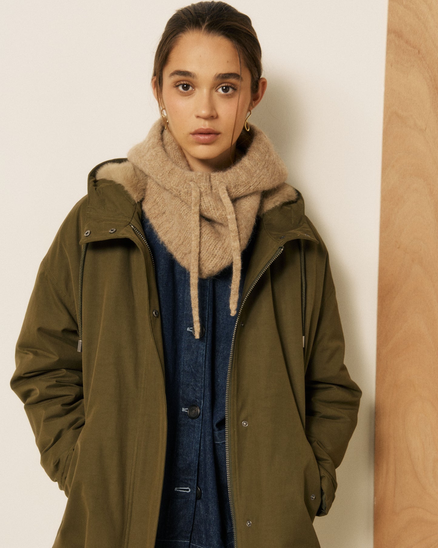 Cagoule Femme en Laine d'Alpaga & Mérinos Beige Meva