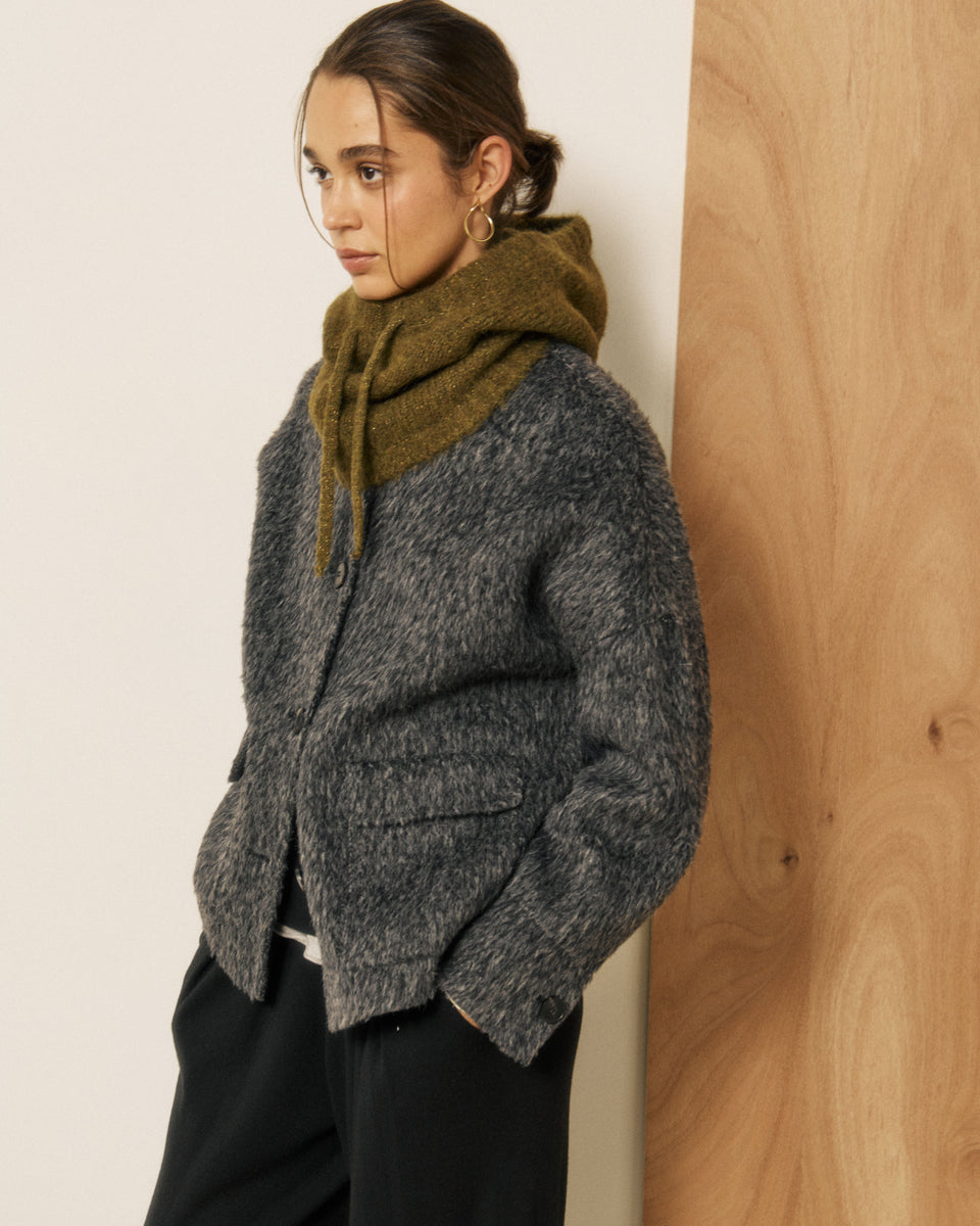 Cagoule Femme en Laine d'Alpaga & Mérinos Khaki Meva - Image 3