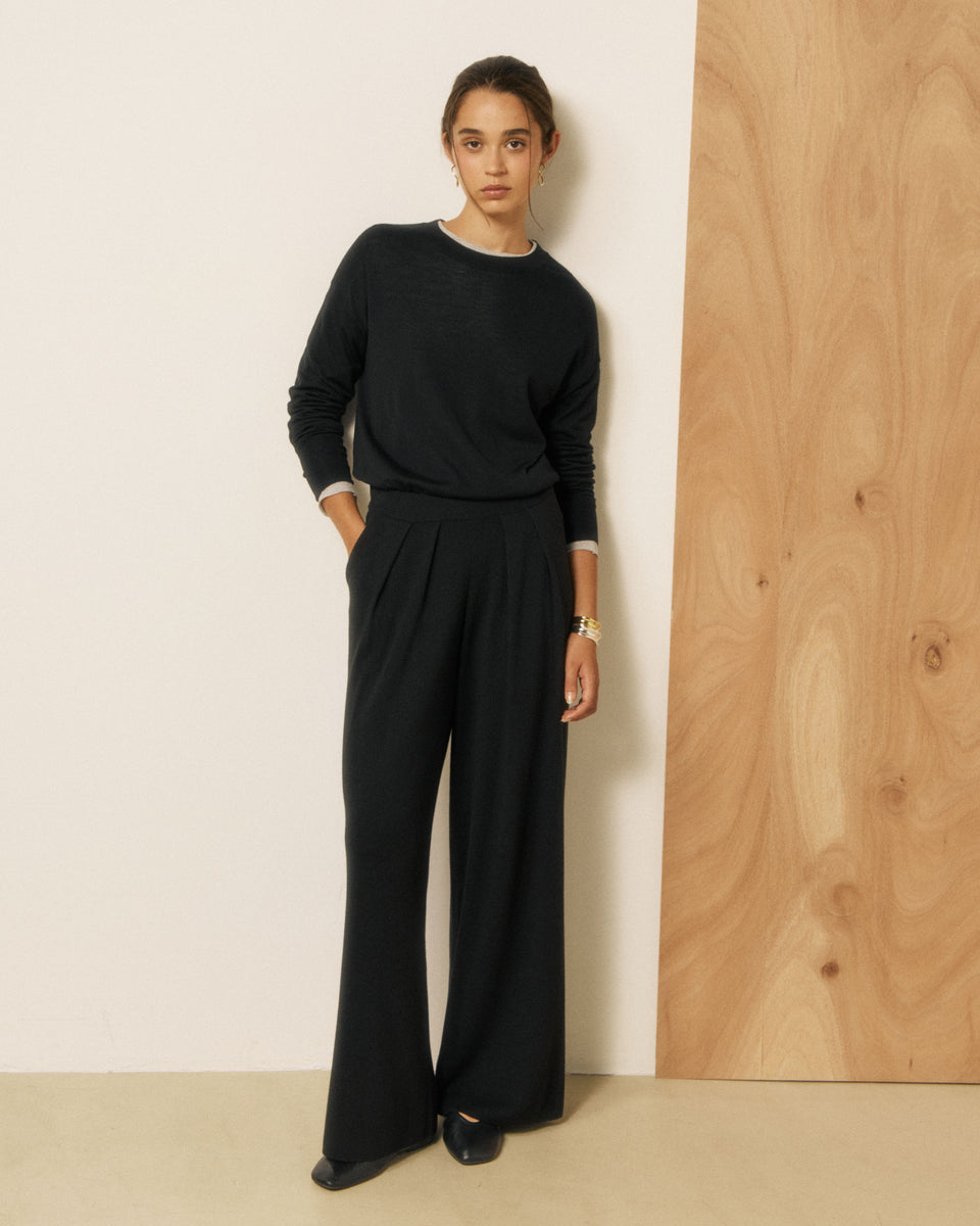 Pantalon Femme en Laine Mérinos Noir Mever - Image principale