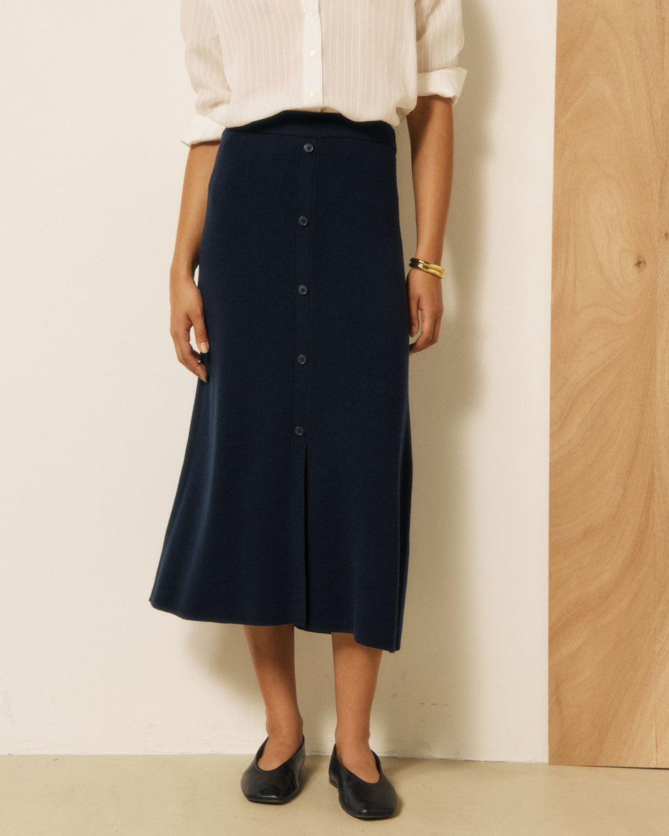 Melka Women's Midnight Blue Merino Wool Skirt - Image 2