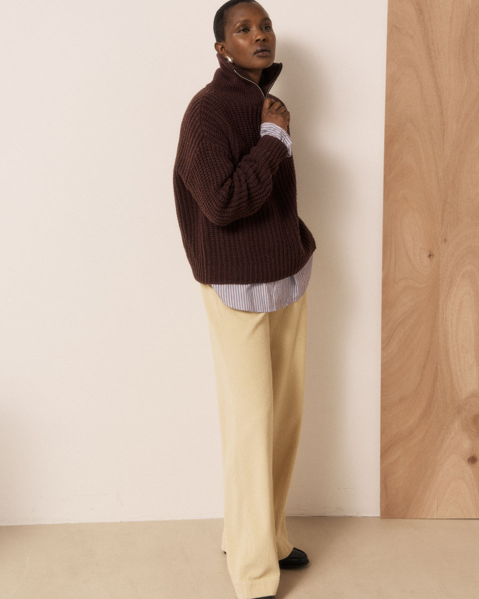 Mypio Women's Chocolate Ribbed Merino Wool Sweater - Image 3