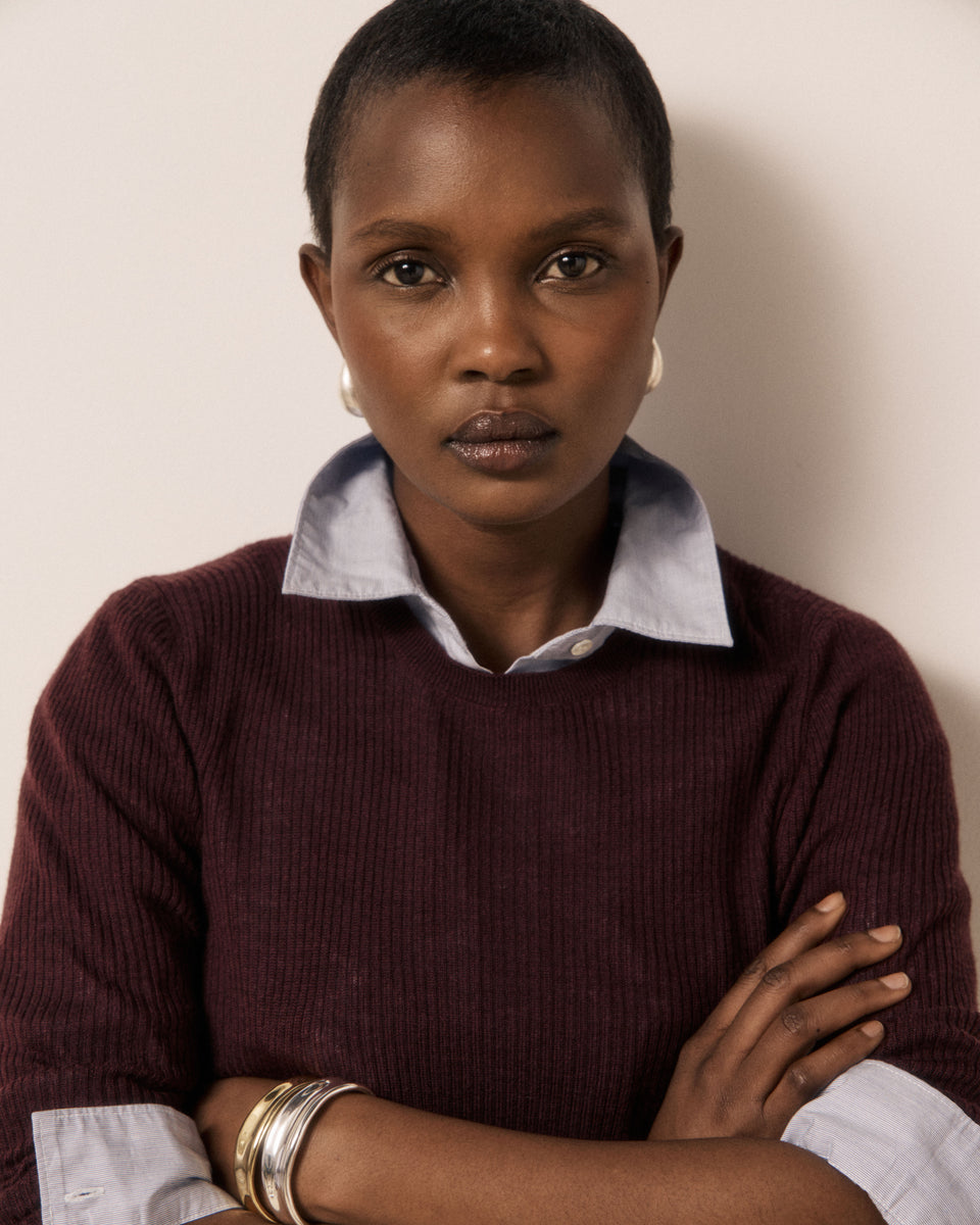 Matia Women's Burgundy Merino Wool, Silk & Cashmere Sweater - Image 3