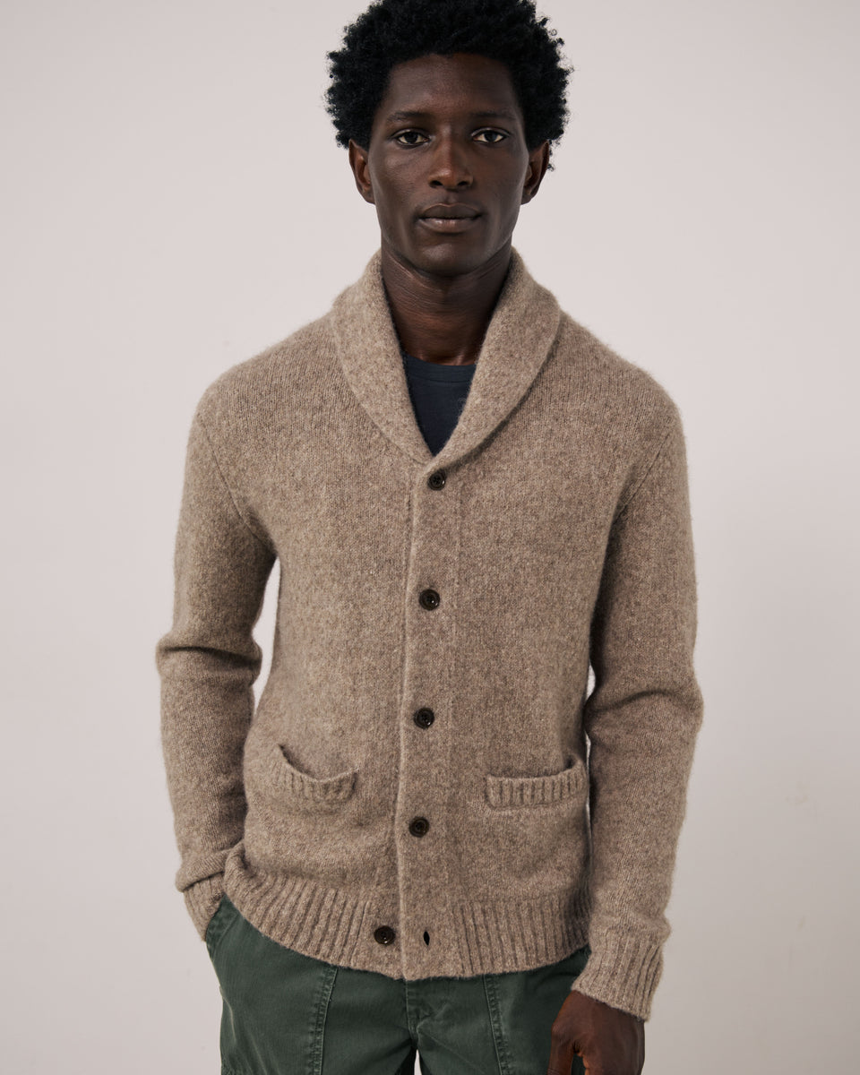 Jersey de lana de yak y alpaca topo para hombre Shawl - Image principale