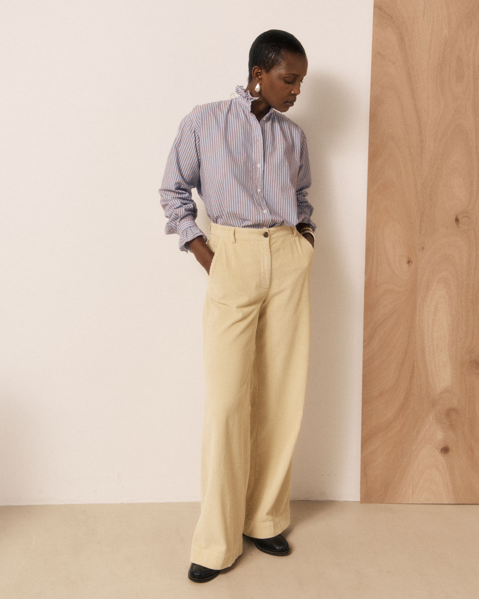 Pantalon Femme en Velours Côtelé Seersucker Jaune Parade - Image principale