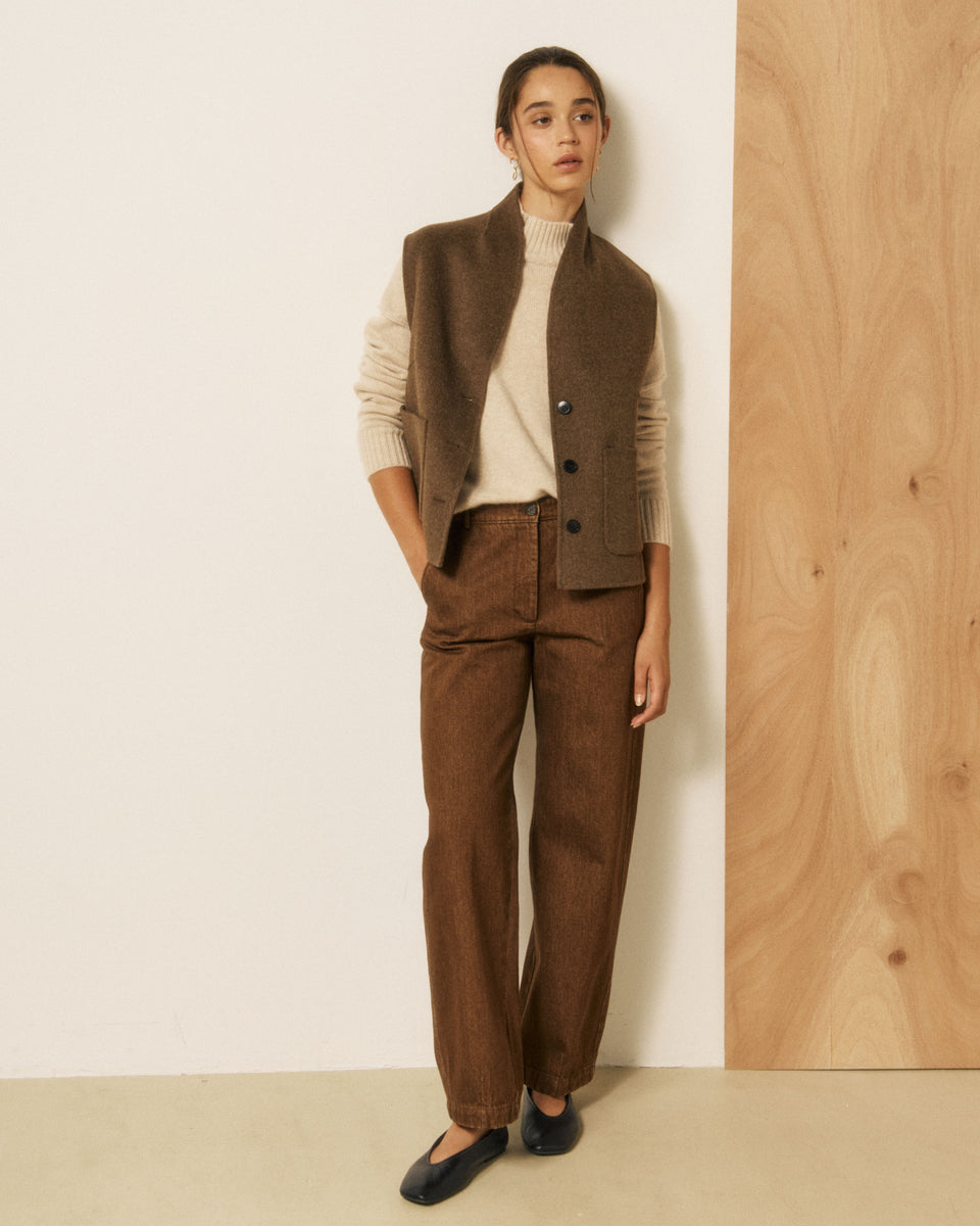 Pantalon Femme en Denim Marron Podium - Image principale