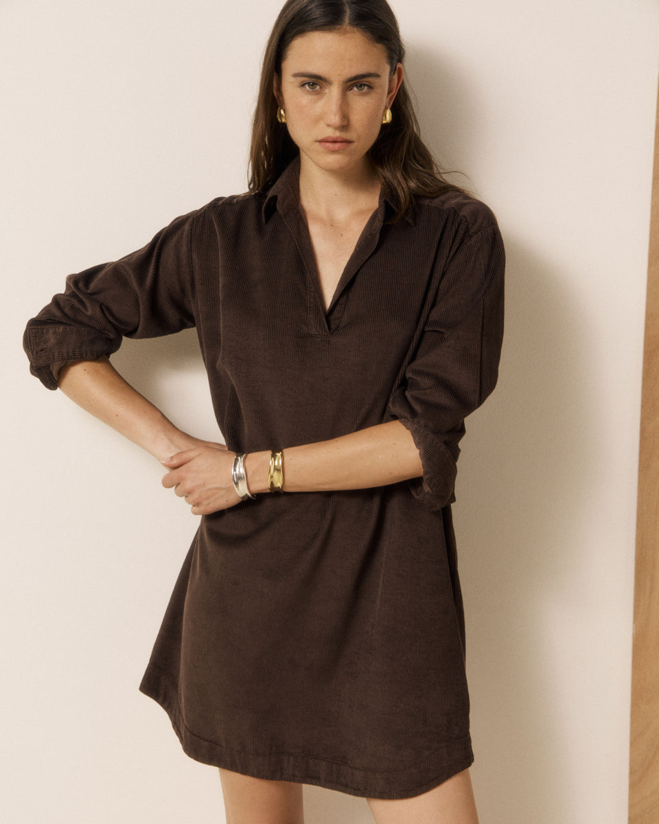 Robe Femme en Velours Côtelé Chocolat Rusk - Image 3