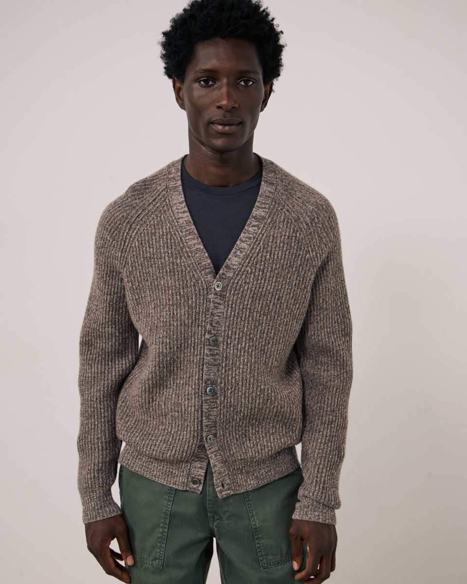 Pull Homme en Laine & Cachemire Taupe Marl Cardigan - Image principale