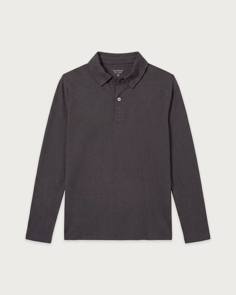 Polo Garçon en Coton Slub Carbone - Image principale