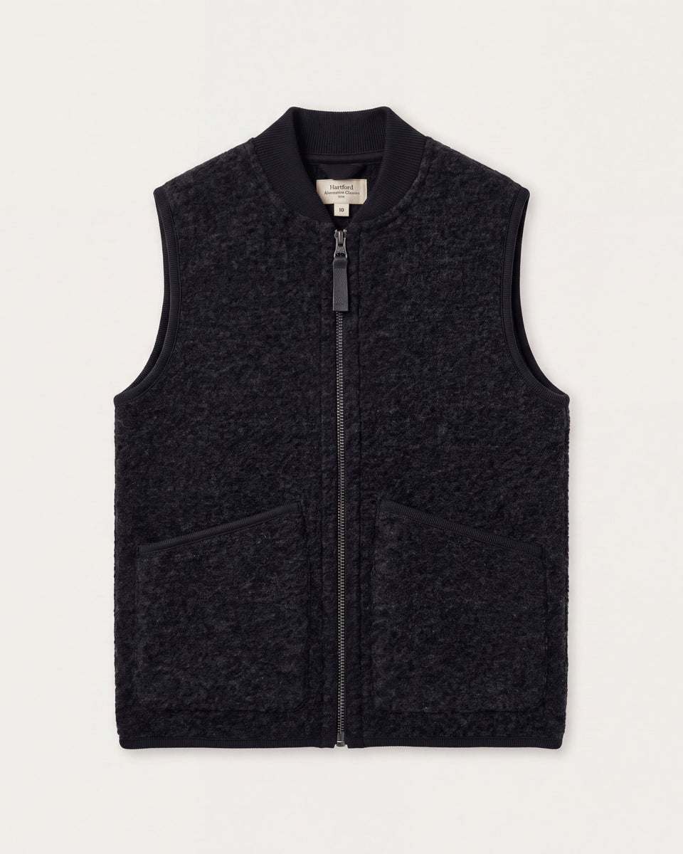 Gilet Garçon en Laine Bouillie Carbone - Image principale