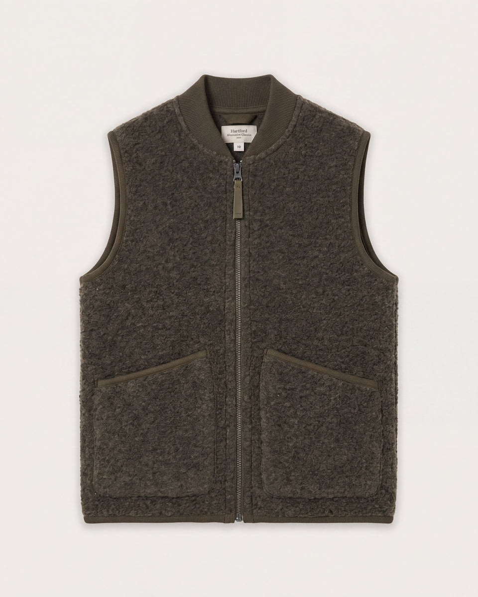 Gilet Garçon en Laine Bouillie Vert Militaire - Image principale