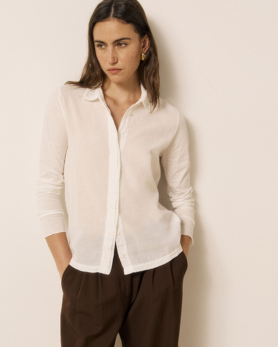 Chemise Femme en Coton Double Face Ecru Tahina - Image 3