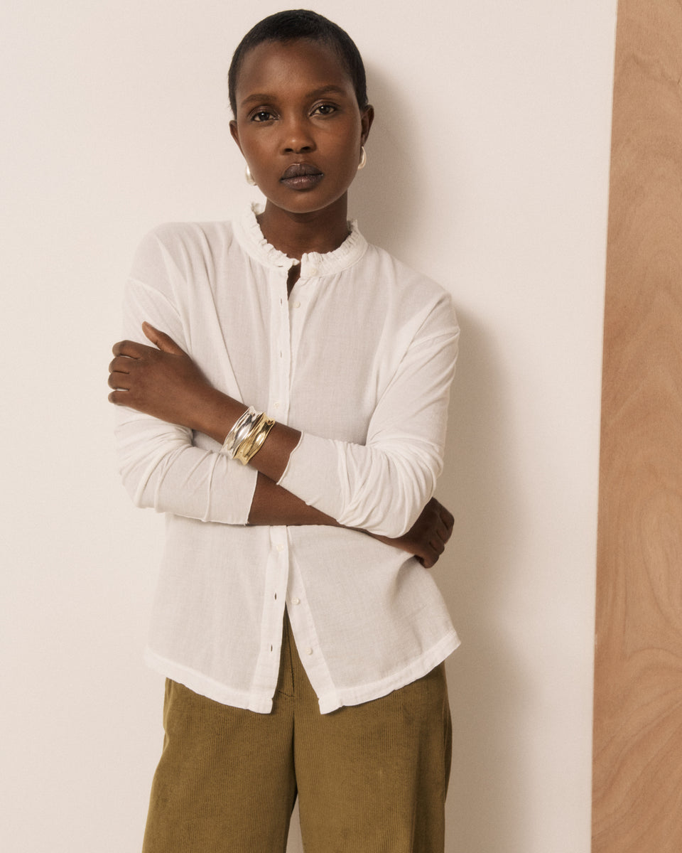 Chemise Femme en Coton Double Face Ecru Takalo - Image 2