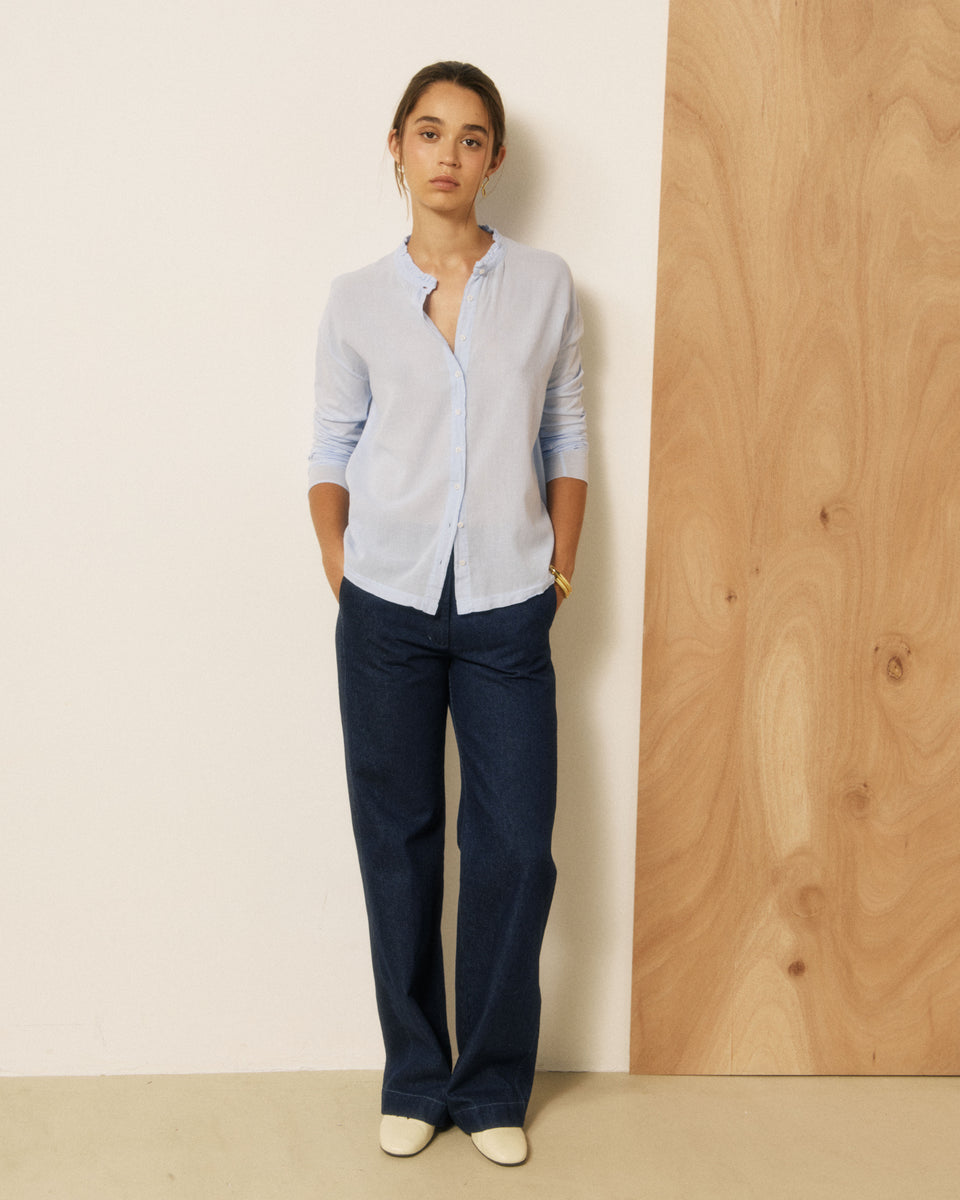 Chemise Femme en Coton Double Face Bleu Ciel Takalo - Image 2