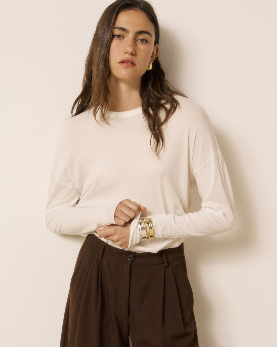 T-shirt Femme en Coton & Modal Ecru Tamour - Image principale