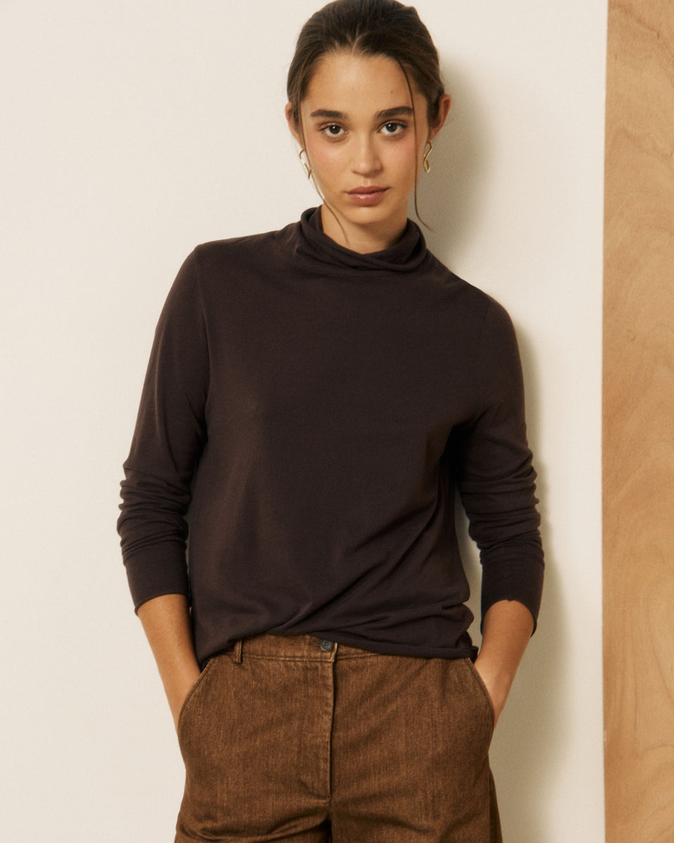 T-shirt Femme en Coton & Modal Chocolat Typhan - Image principale