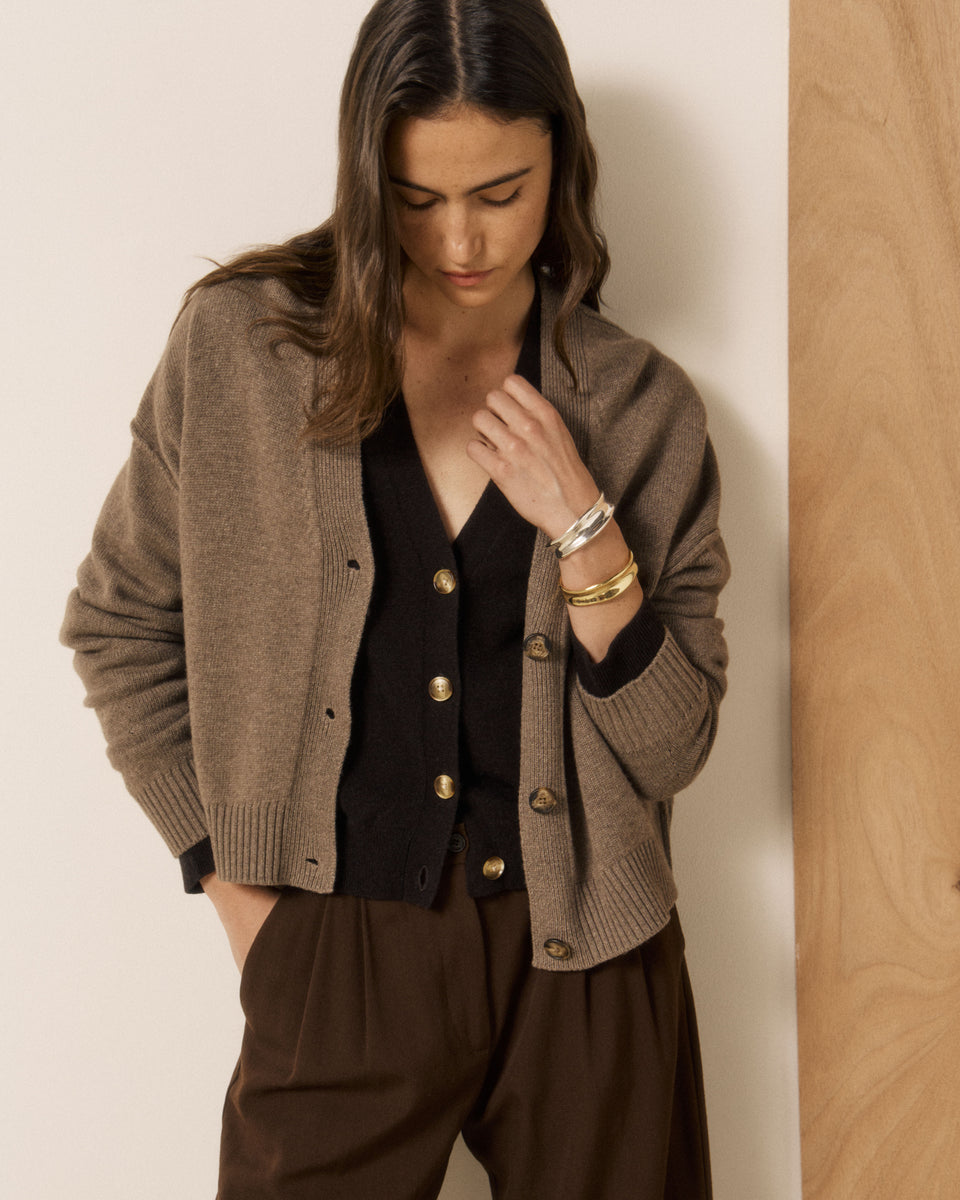 Mosine Women's Taupe Wool & Cashmere Cardigan - Image 2