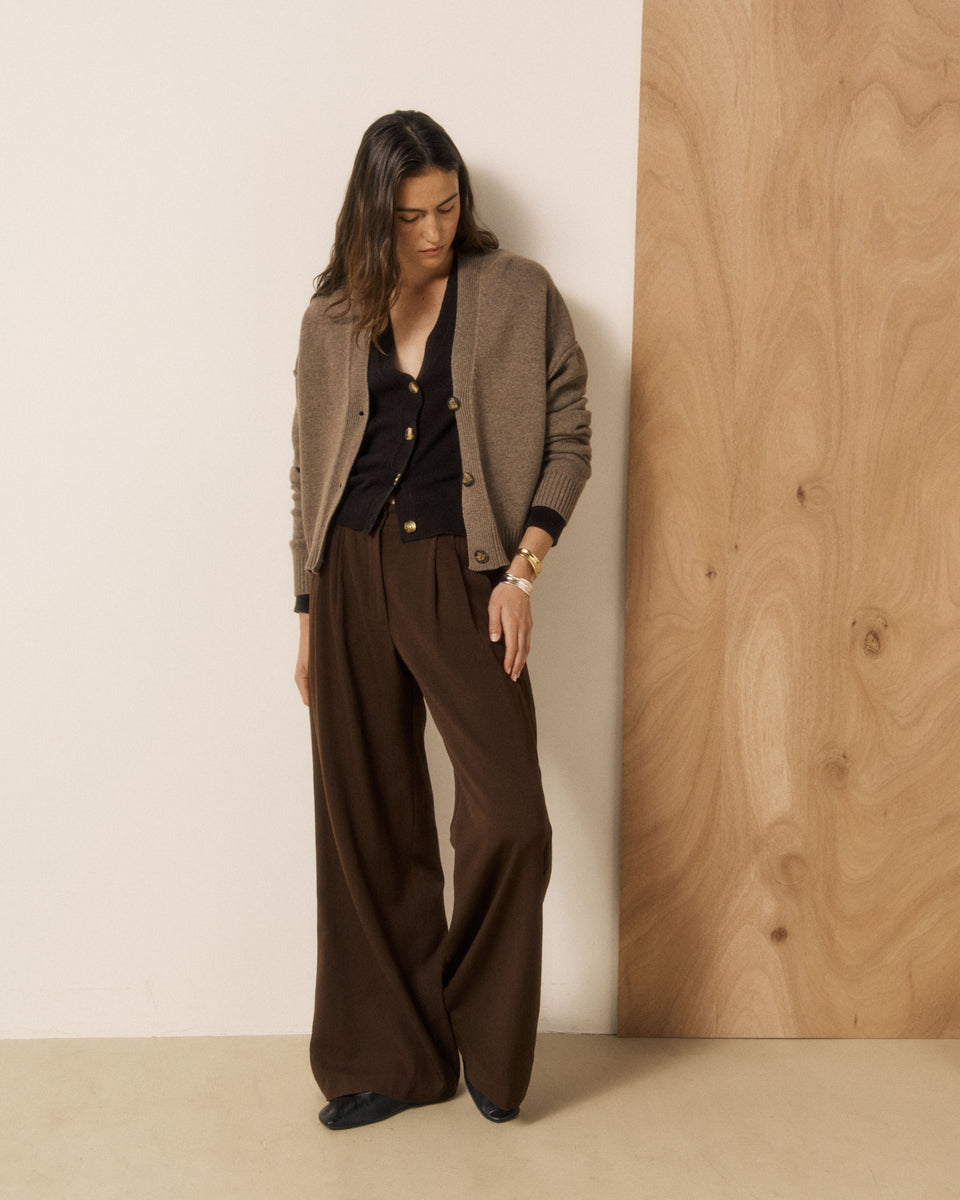 Mosine Women's Taupe Wool & Cashmere Cardigan - Image 3