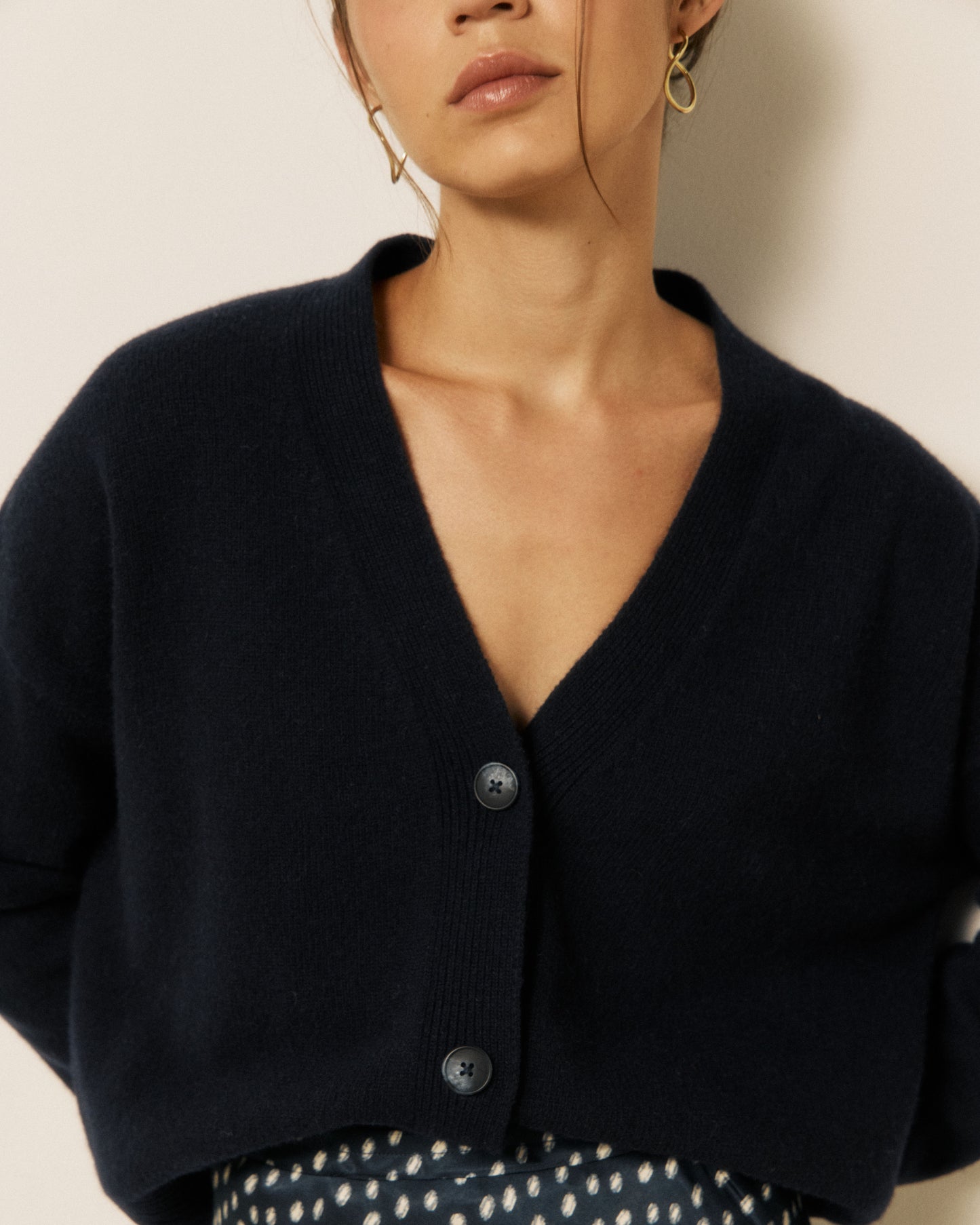 Cardigan Femme en Laine & Cachemire Bleu Marine Mosine
