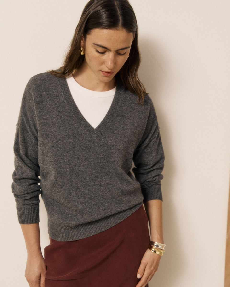 Pull Femme en Laine & Cachemire Gris Mino - Image principale
