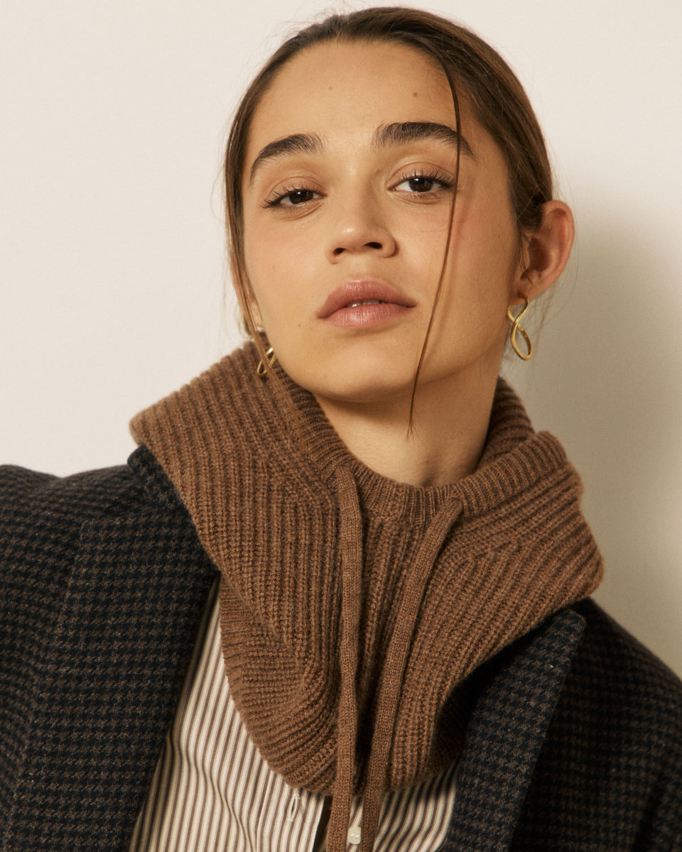 Cagoule Femme en Laine & Cachemire Cognac Meysie - Image 2