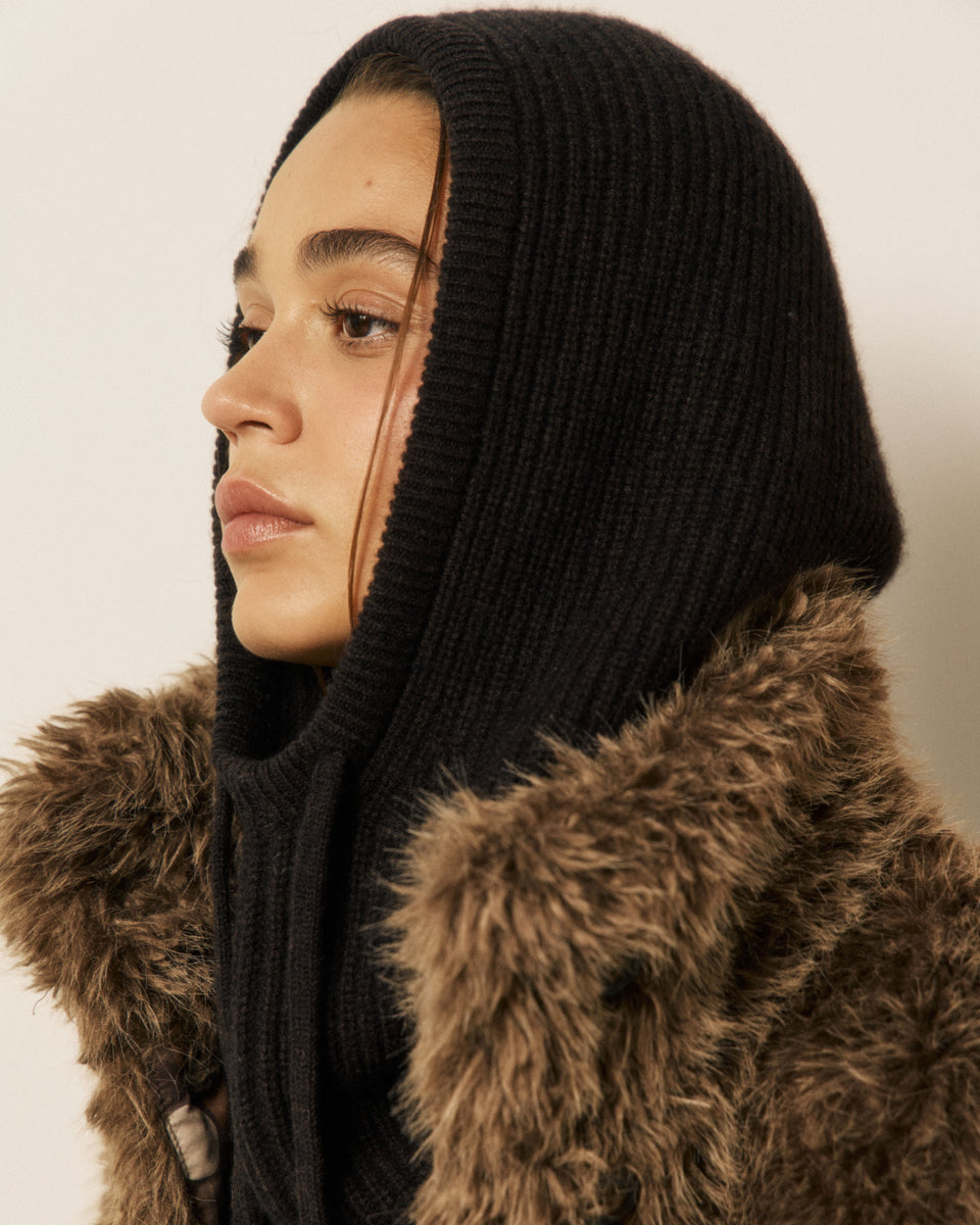Cagoule Femme en Laine & Cachemire Marron Meysie - Image 3