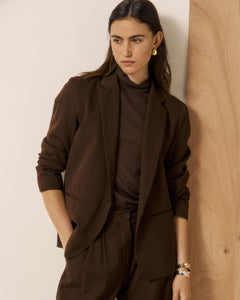 Veste Femme en Laine Vierge Extrafine Marron Virna