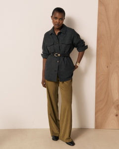 Veste Femme en Flanelle de Laine Gris Volti