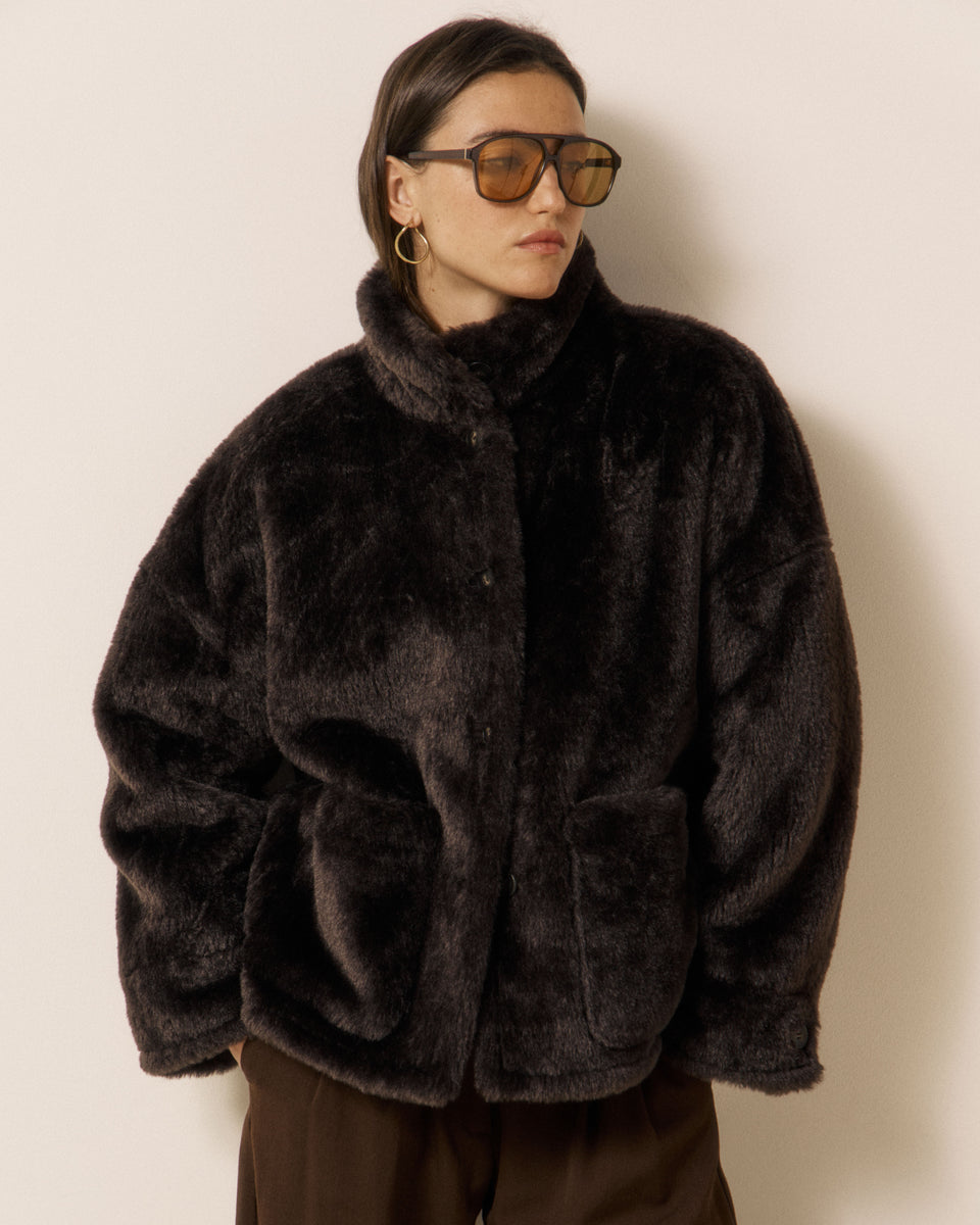 Veste Femme en Fausse fourrure Chocolat Vosmo - Image principale