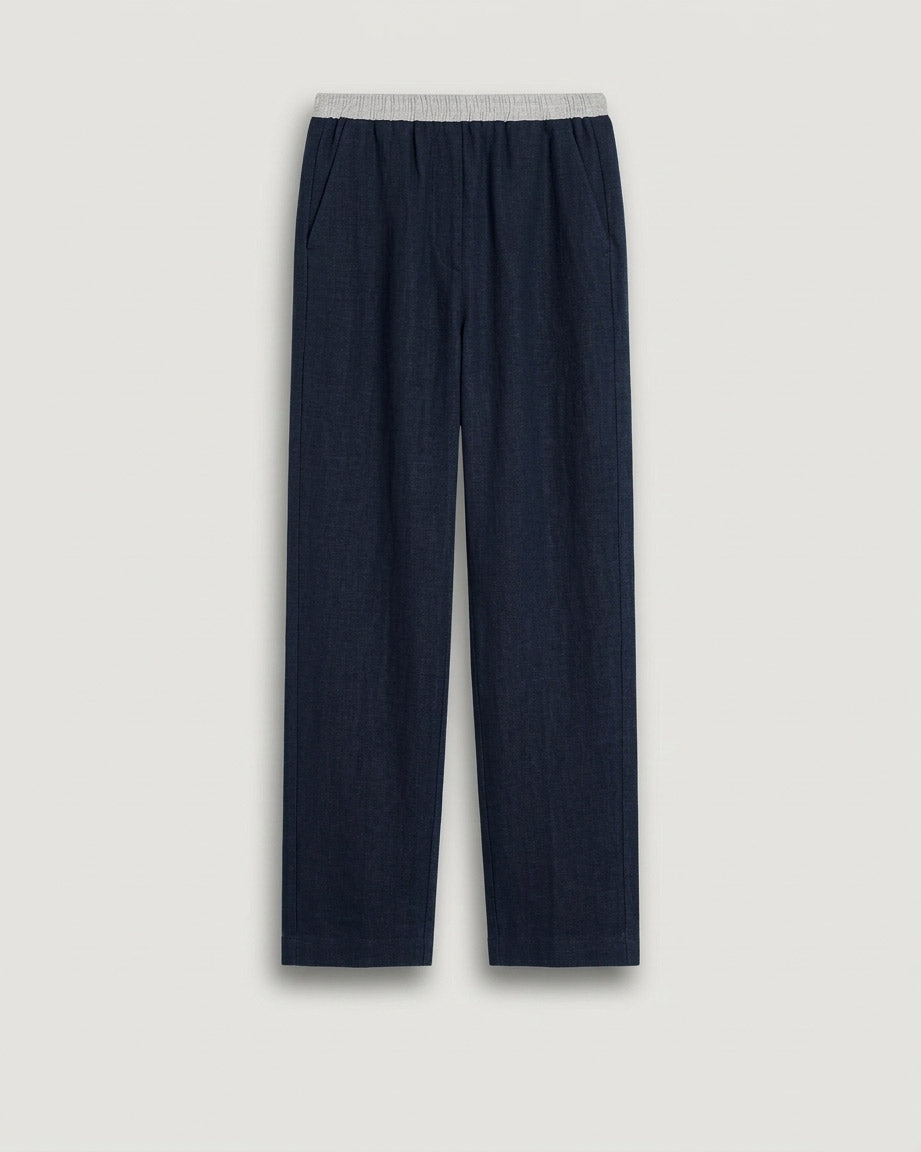 Pantalon Femme en Lin Bleu Nuit Pirol
