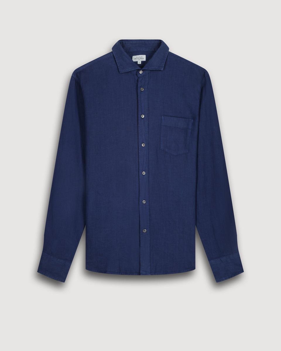 Hemd van marineblauw linnen Paul - Image 3