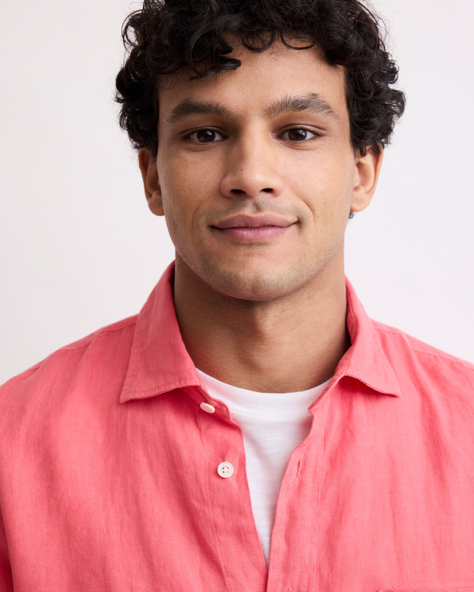 Paul Men's Tangerine Linen Shirt - Image 3
