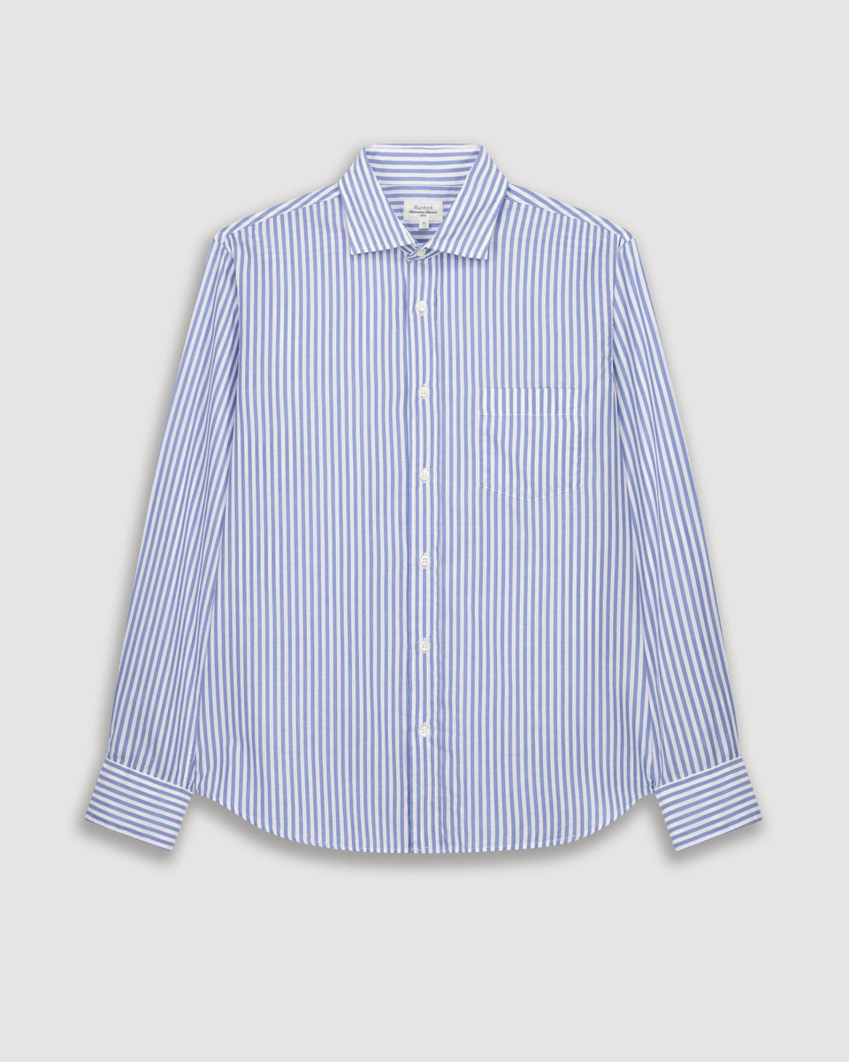 Paul Men's Blue & White Striped End-On-End Shirt - Image 3