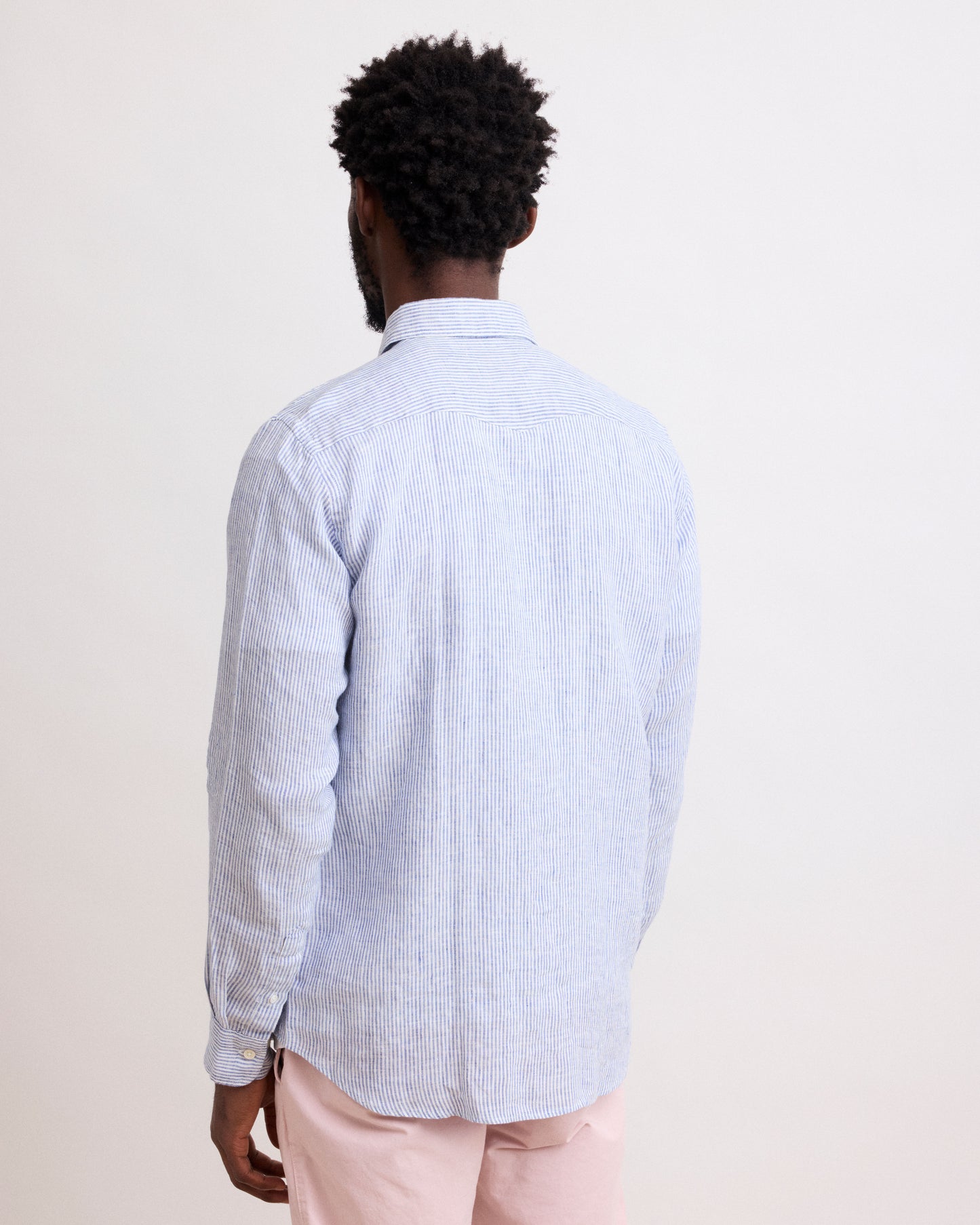 Camicia da uomo in lino Da Filo A Filo blu navy e bianco tempesta