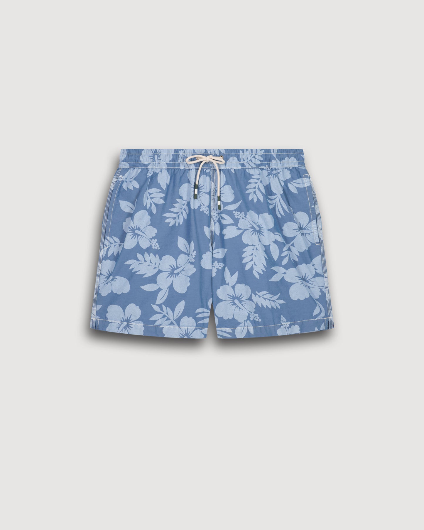 Costume da bagno da uomo con stampa Hibiscus Blu Denim Swim