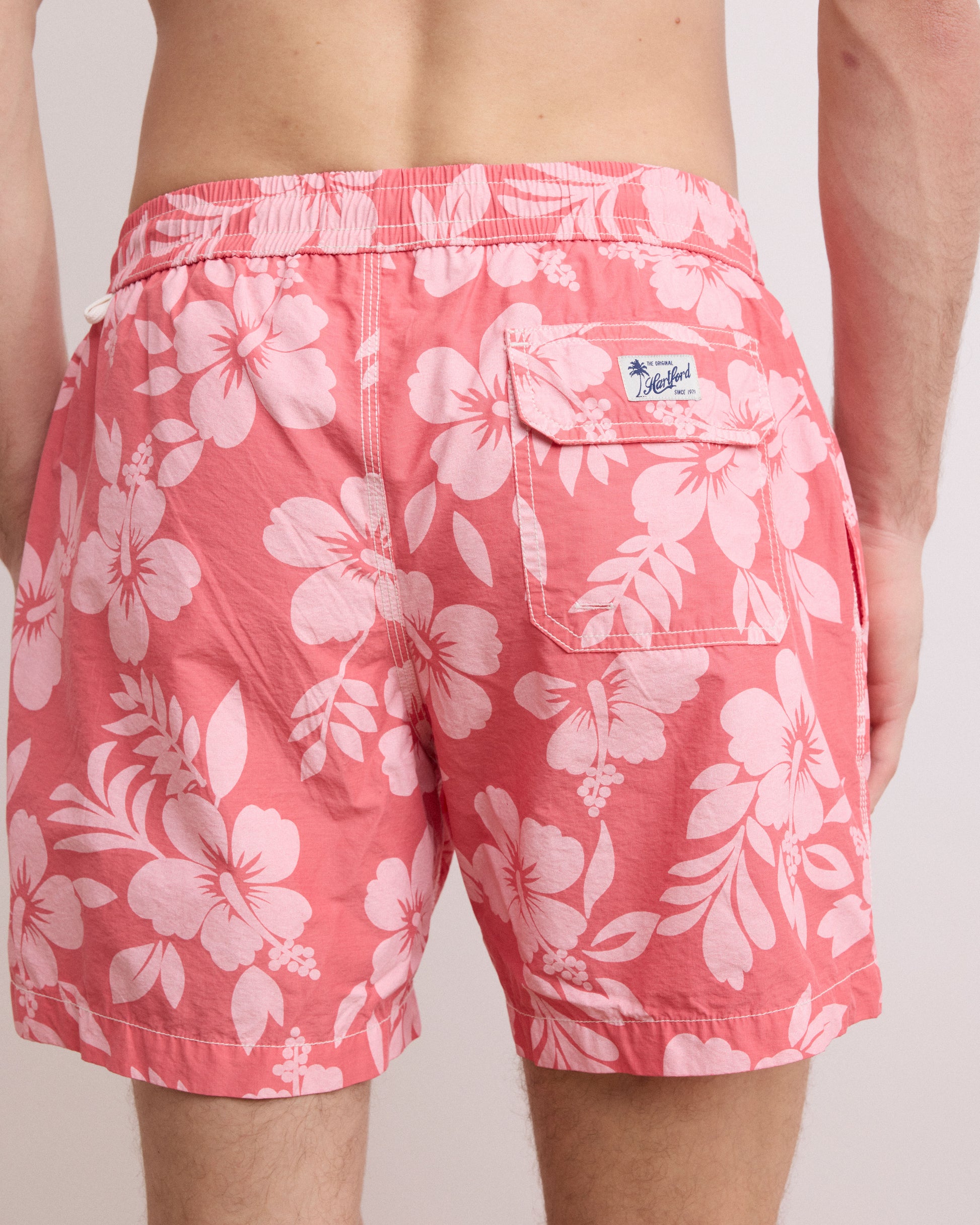 Costume da bagno da uomo con stampa Hibiscus Tangerine Swim