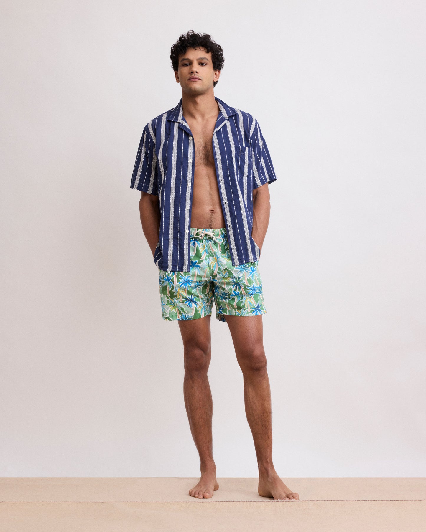 Herenzwemkleding met palmboomprint Groen Swim