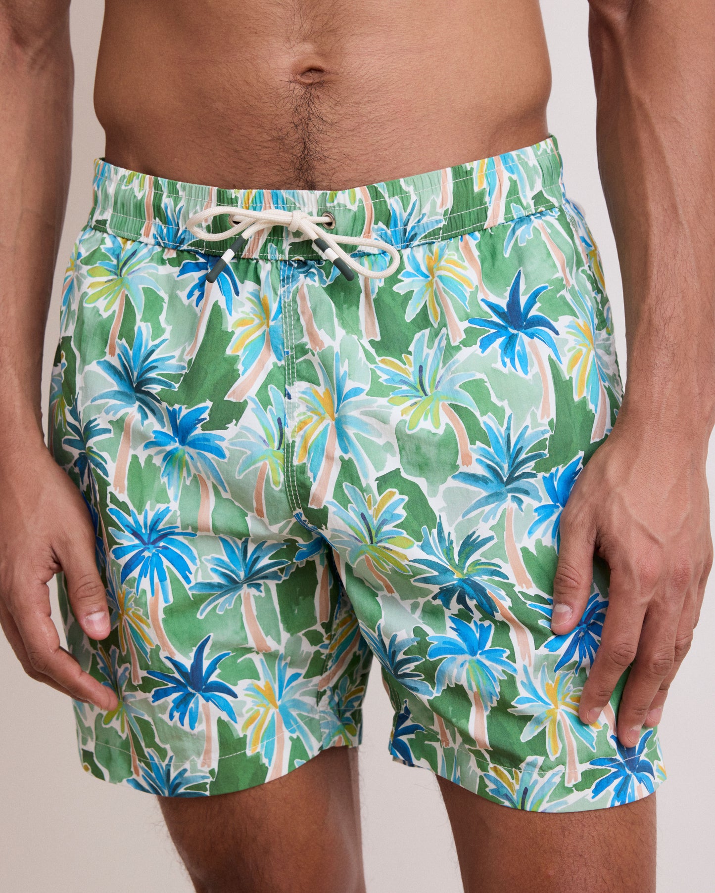 Herenzwemkleding met palmboomprint Groen Swim