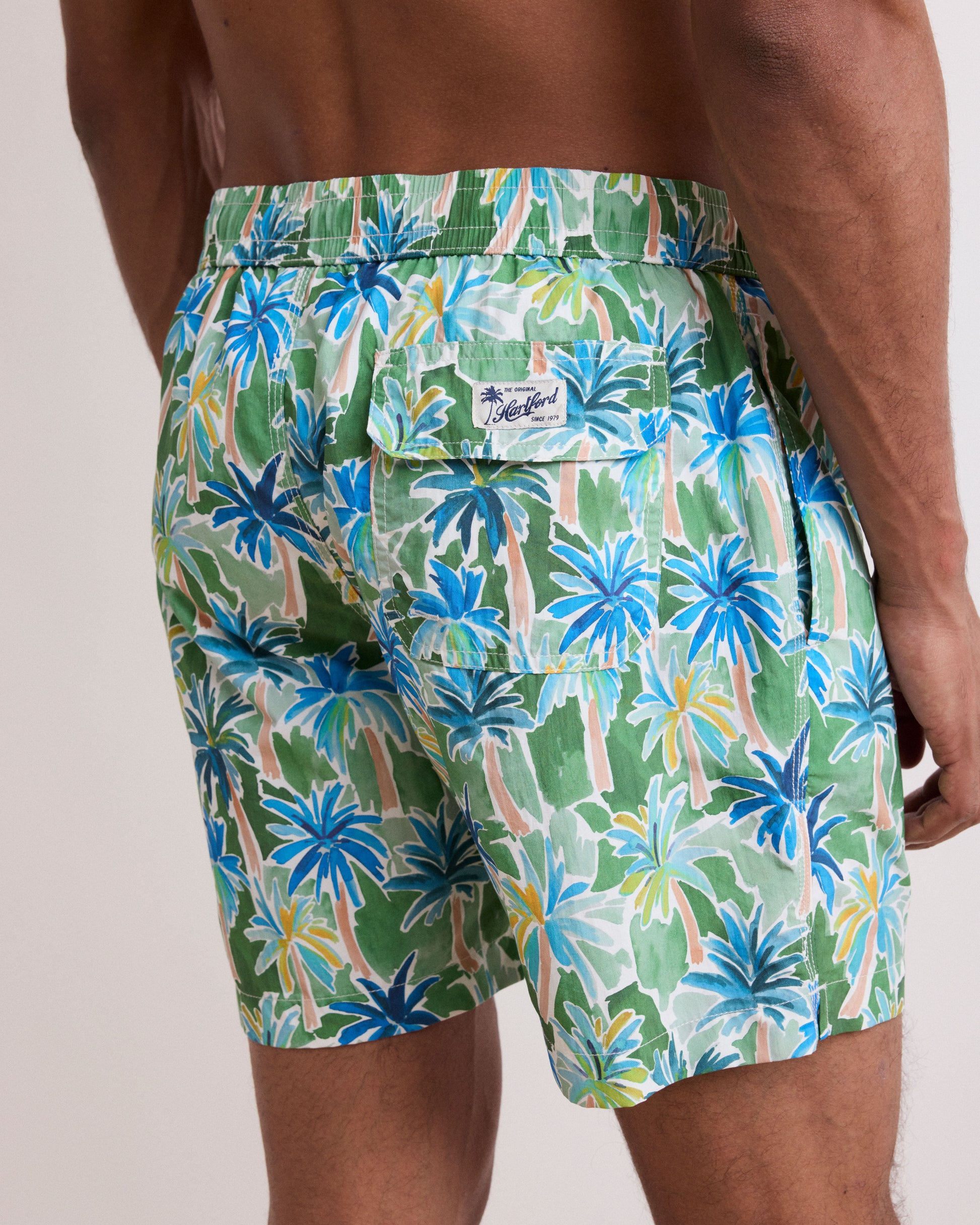 Herenzwemkleding met palmboomprint Groen Swim